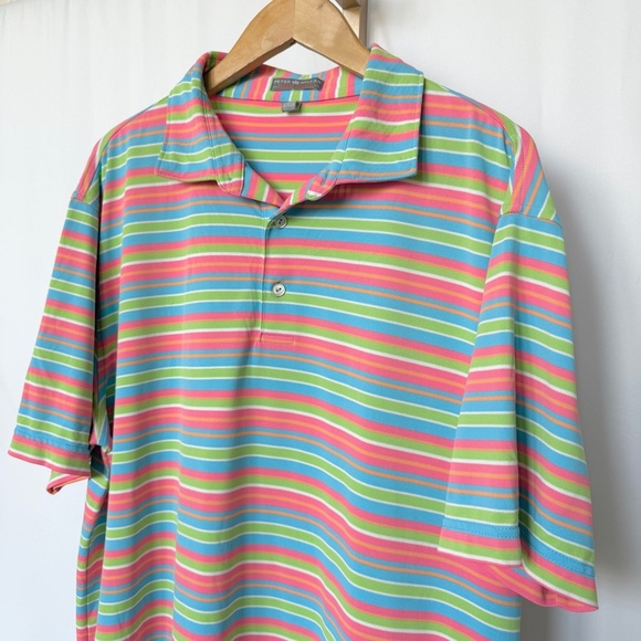 Peter Millar Men's Summer Comfort Polo Shirt L Multicolor Striped Short Sleeve - Picture 2 of 11